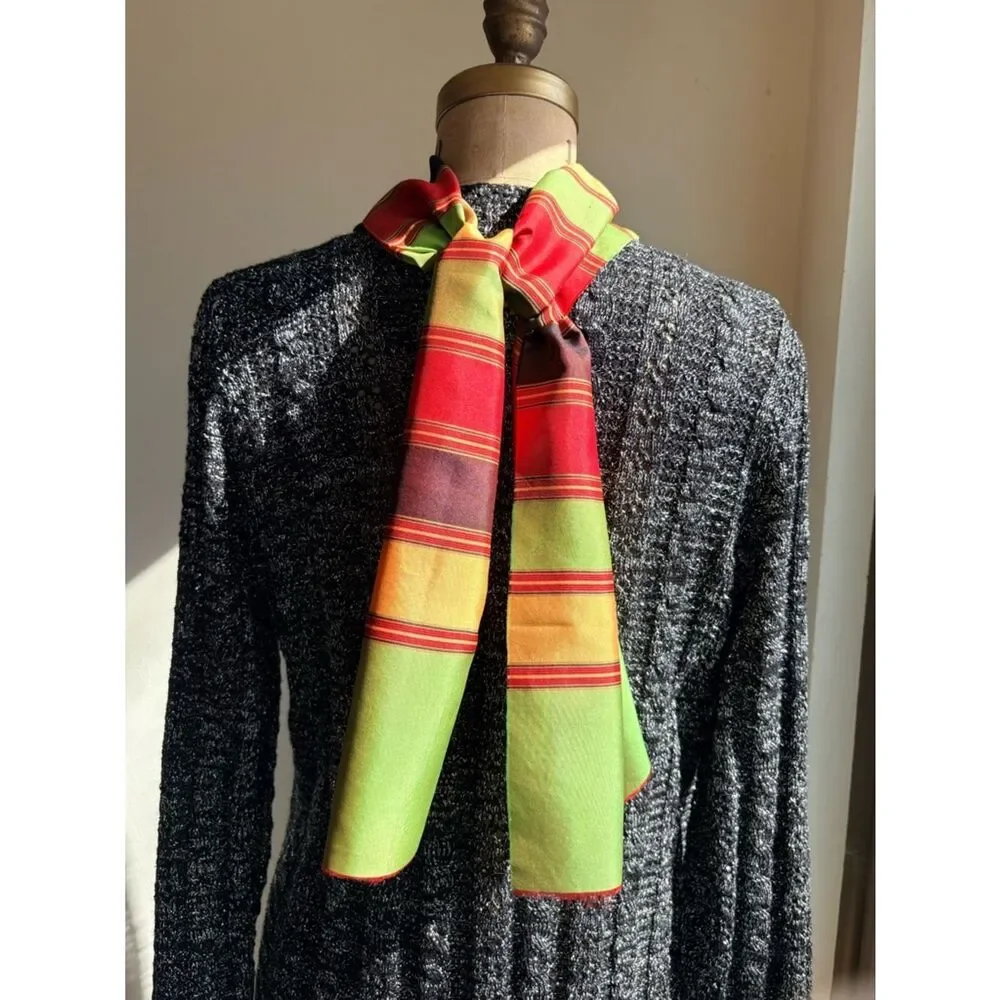 Echo Silk Scarf Italy Striped Satin Men’s Unisex
